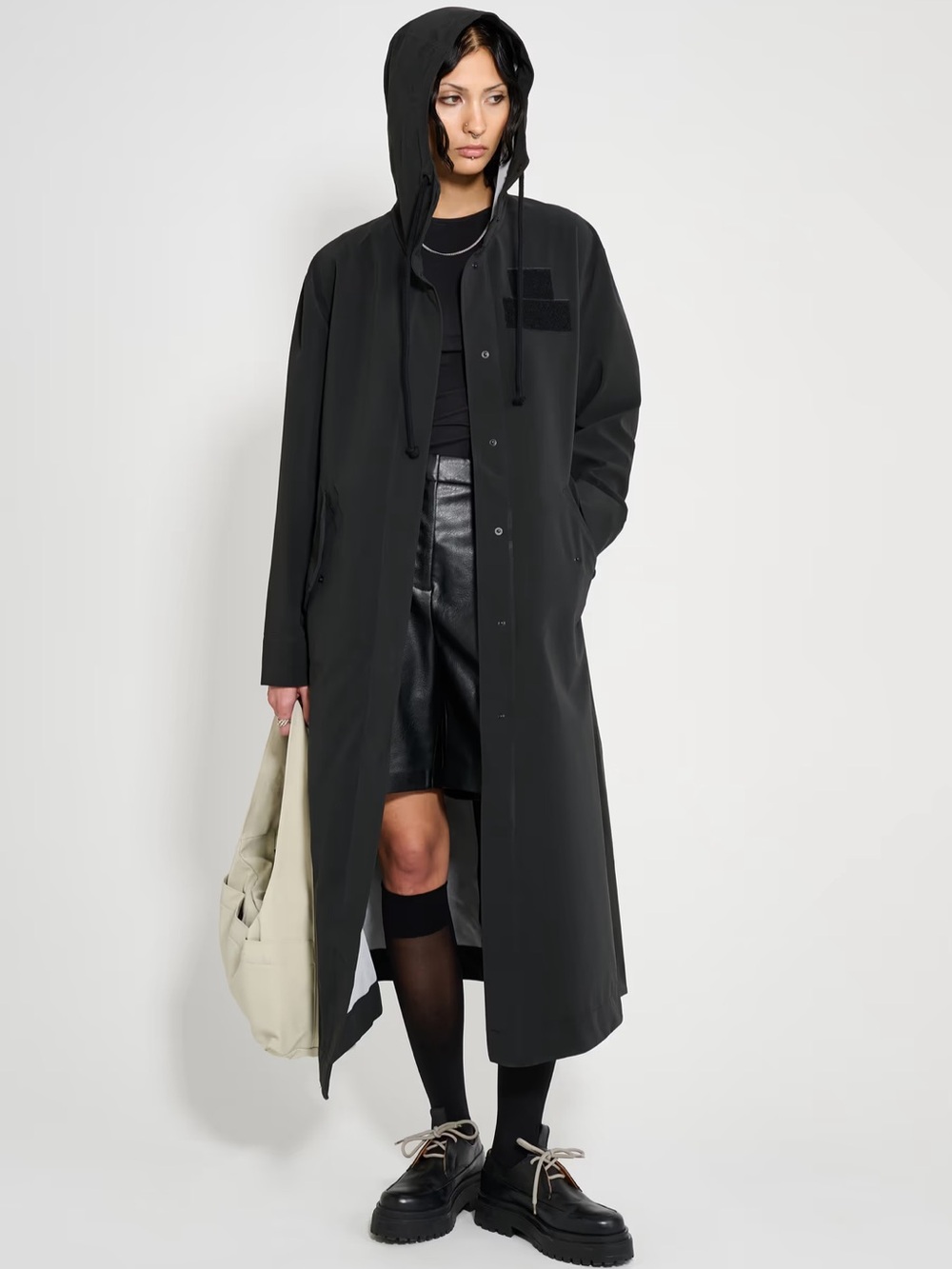 Stutterheim Rain Coat Chatham Long in Matte Black